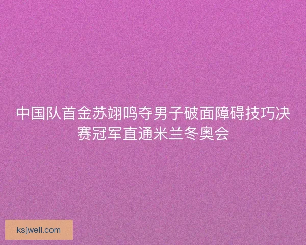 中国队首金苏翊鸣夺男子破面障碍技巧决赛冠军直通米兰冬奥会